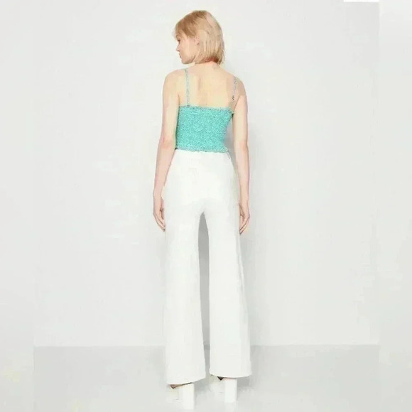 NWT Hollister Smocked Peplum Green Crop TopRemovable Strap Top, Large - Picture 4 of 7